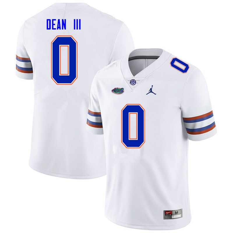 Men's NCAA Florida Gators Trey Dean III #0 Stitched Authentic Nike White College Football Jersey KXX1165JD